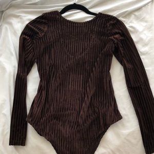 Brown Velvet Bodysuit